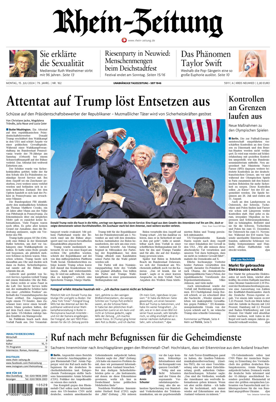 Rhein-Zeitung Kreis Neuwied vom Montag, 15.07.2024