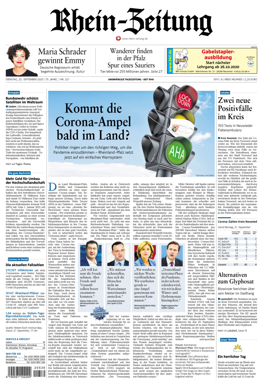 Rhein-Zeitung Kreis Neuwied vom Dienstag, 22.09.2020