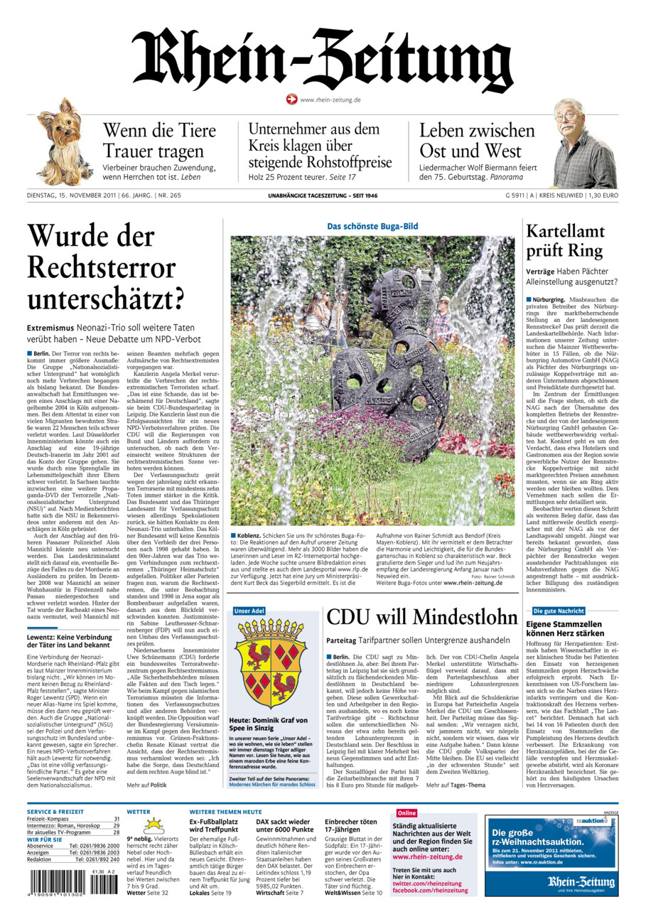 Rhein-Zeitung Kreis Neuwied vom Dienstag, 15.11.2011