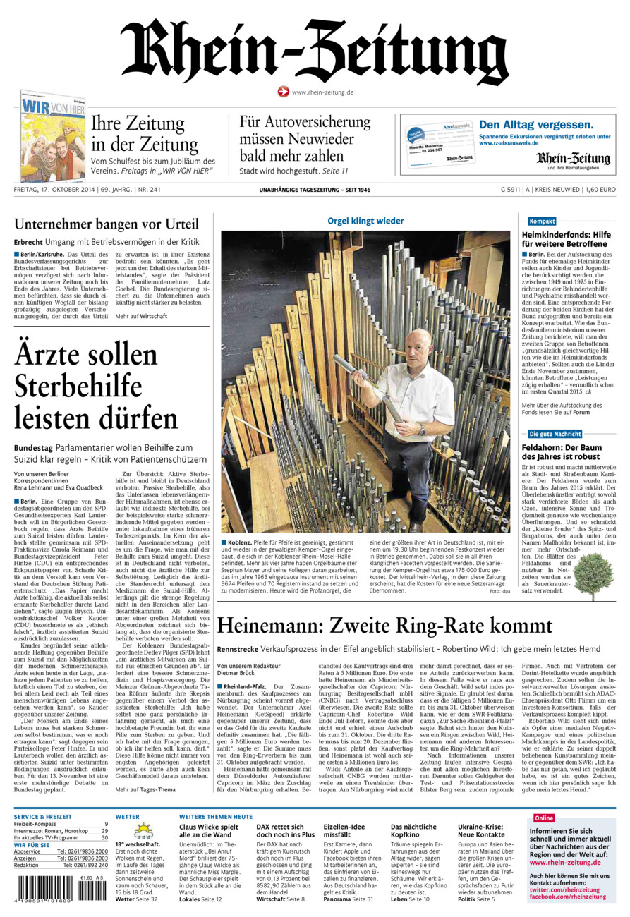 Rhein-Zeitung Kreis Neuwied vom Freitag, 17.10.2014