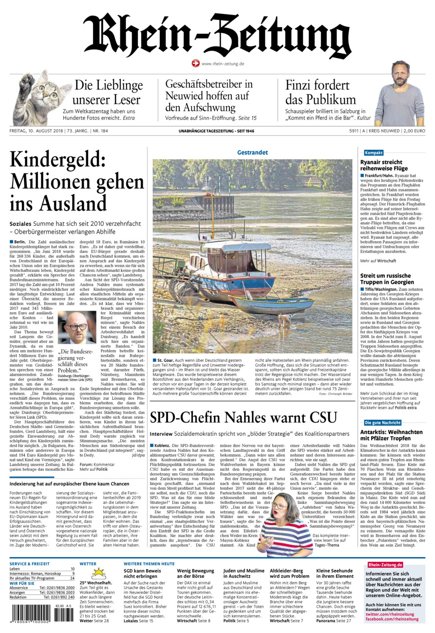 Rhein-Zeitung Kreis Neuwied vom Freitag, 10.08.2018