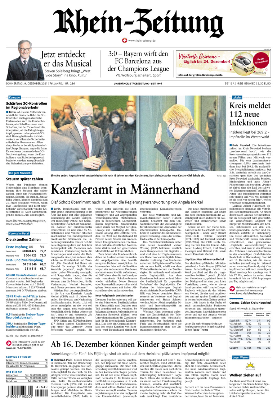 Rhein-Zeitung Kreis Neuwied vom Donnerstag, 09.12.2021