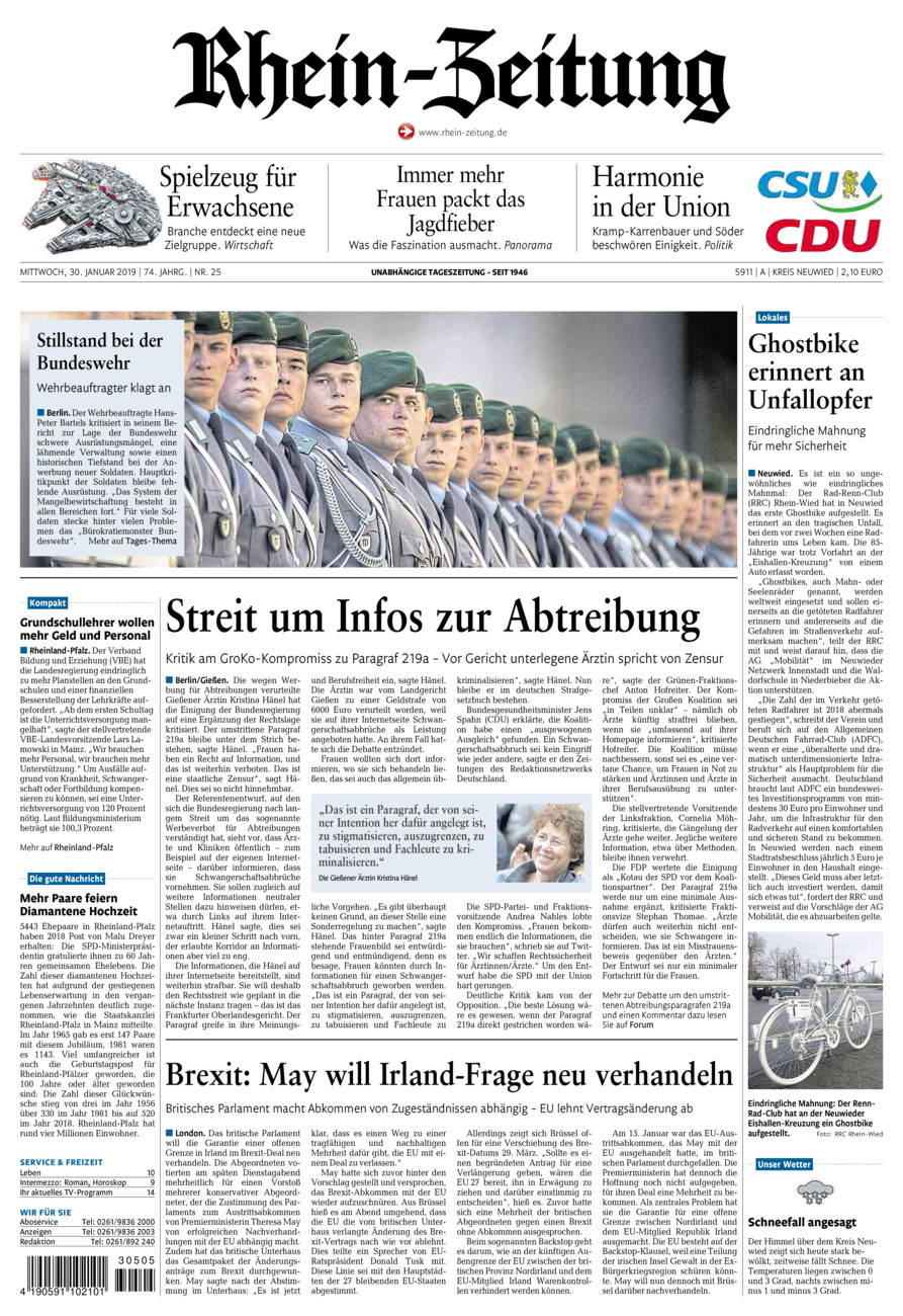 Rhein-Zeitung Kreis Neuwied vom Mittwoch, 30.01.2019