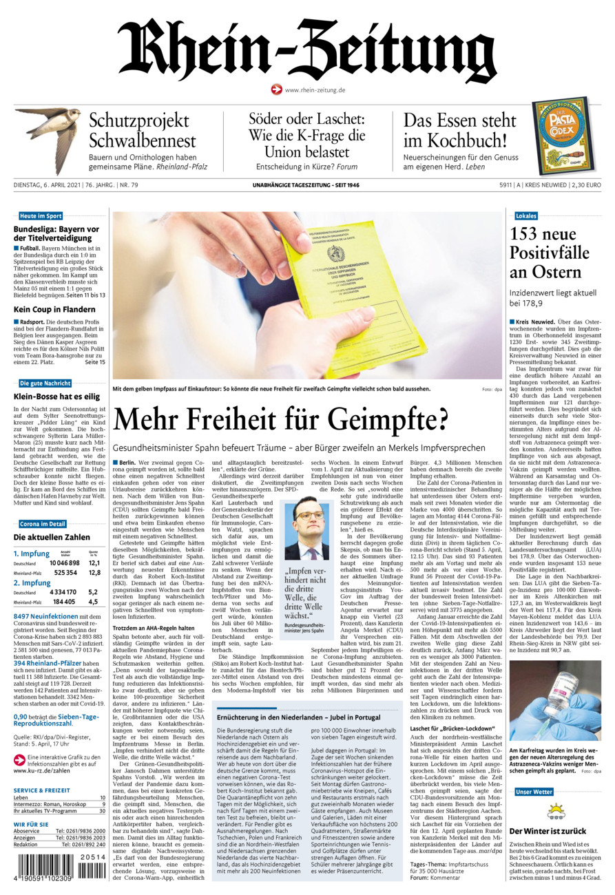 Rhein-Zeitung Kreis Neuwied vom Dienstag, 06.04.2021