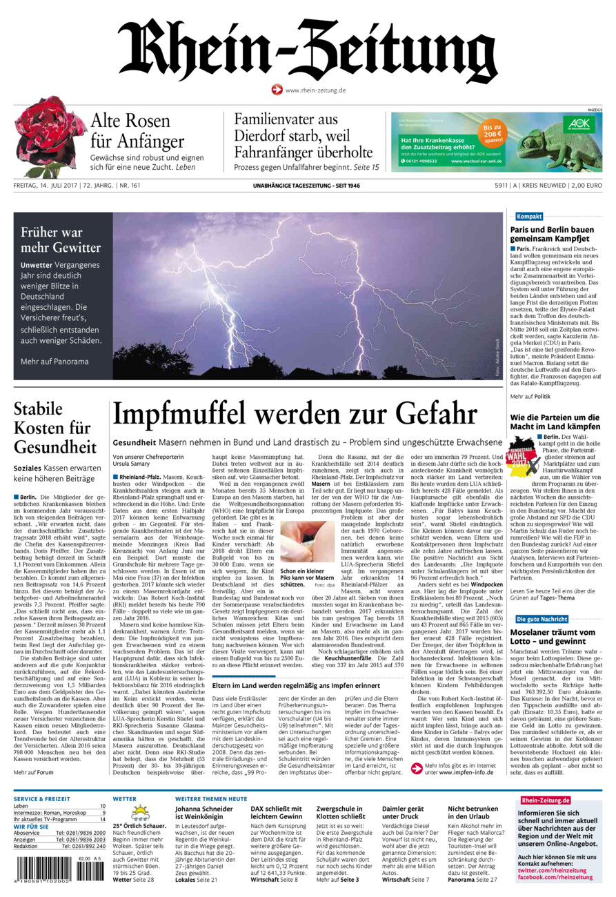 Rhein-Zeitung Kreis Neuwied vom Freitag, 14.07.2017