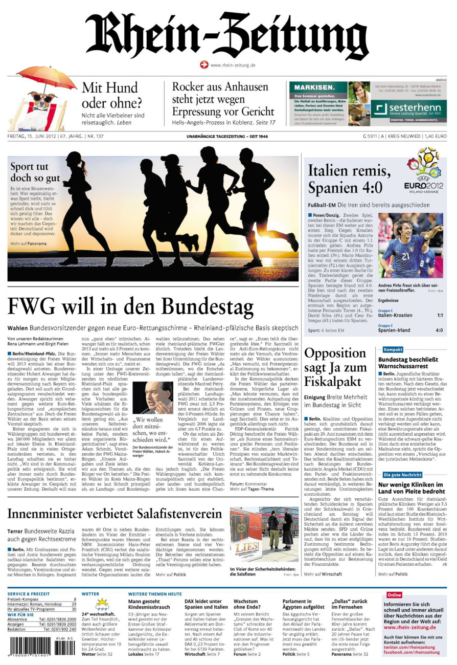 Rhein-Zeitung Kreis Neuwied vom Freitag, 15.06.2012