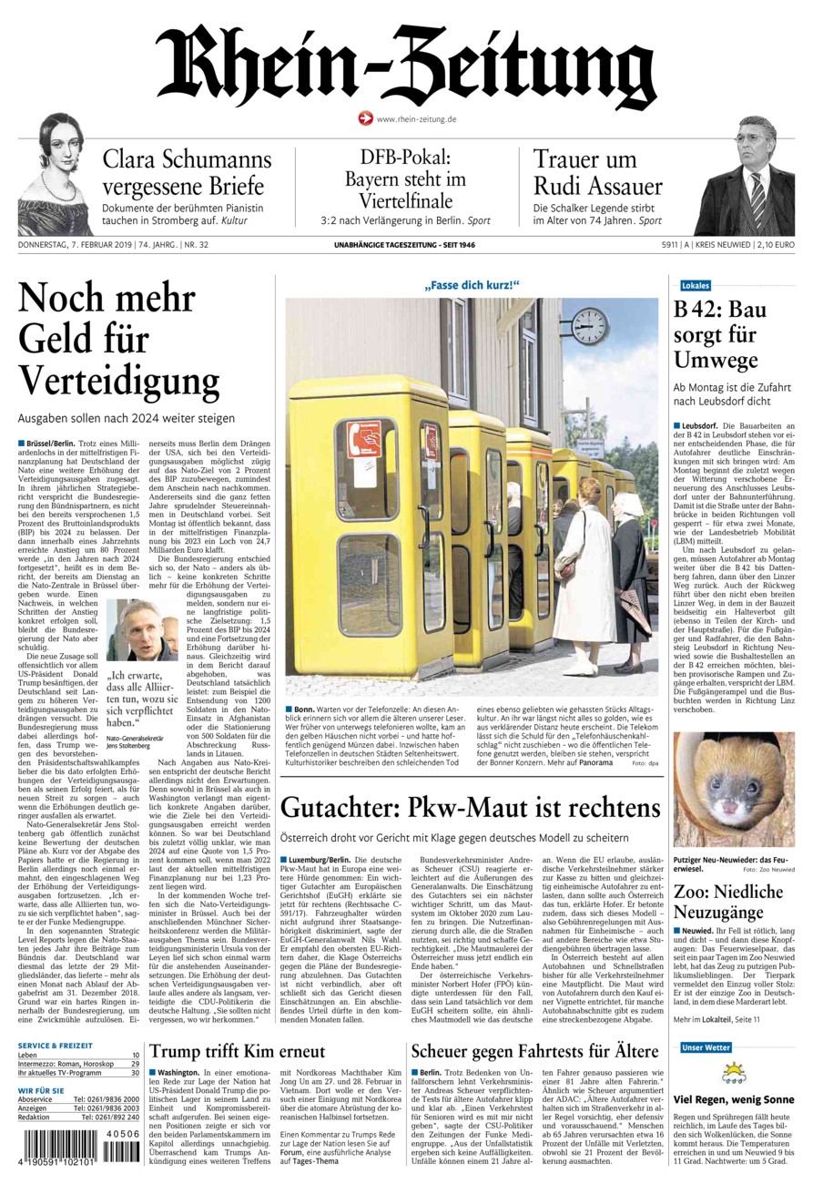 Rhein-Zeitung Kreis Neuwied vom Donnerstag, 07.02.2019