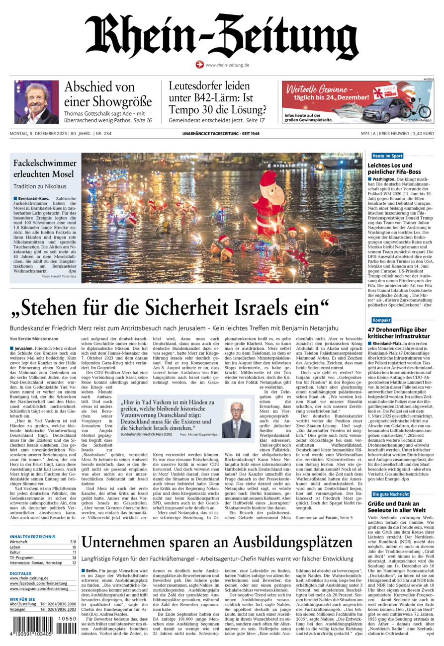 Rhein-Zeitung Kreis Neuwied vom Montag, 08.12.2025
