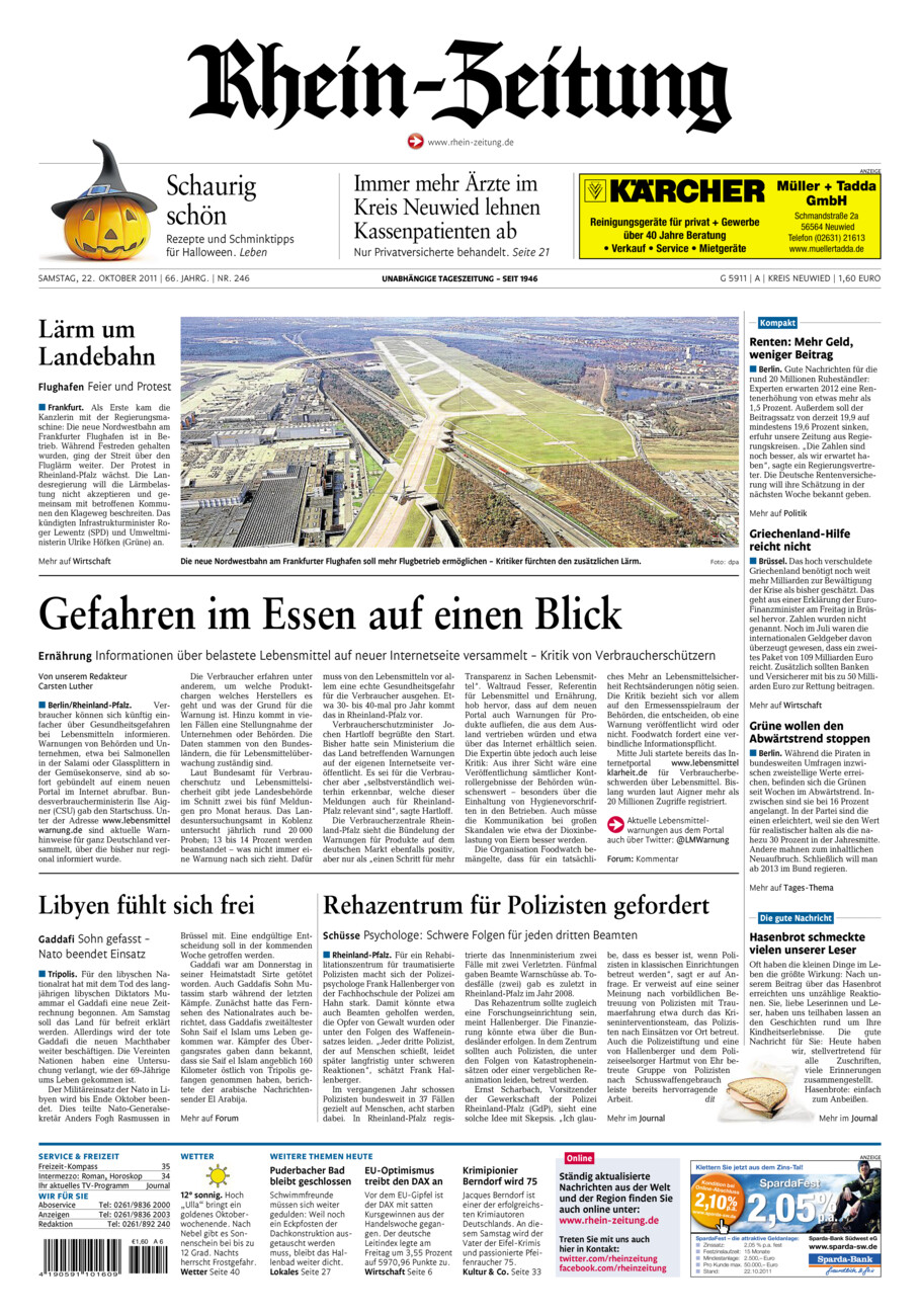 Rhein-Zeitung Kreis Neuwied vom Samstag, 22.10.2011