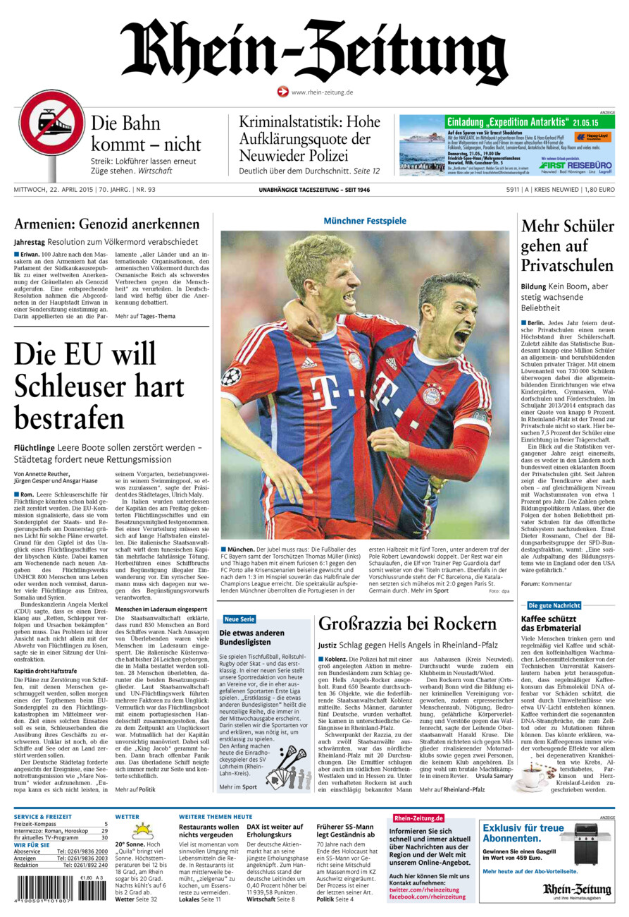 Rhein-Zeitung Kreis Neuwied vom Mittwoch, 22.04.2015
