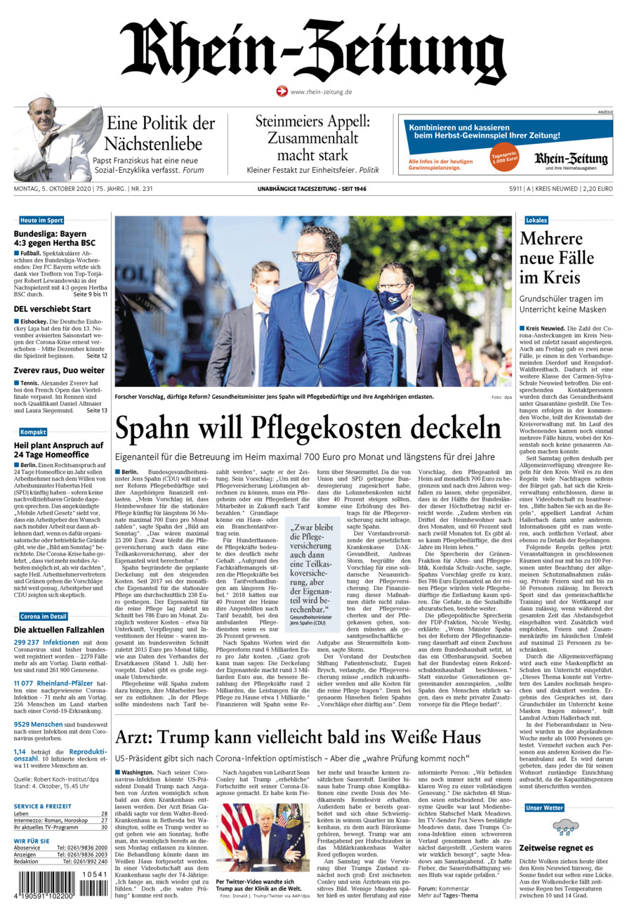 Rhein-Zeitung Kreis Neuwied vom Montag, 05.10.2020