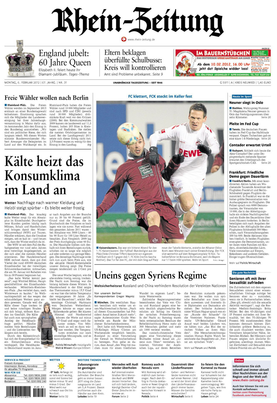 Rhein-Zeitung Kreis Neuwied vom Montag, 06.02.2012