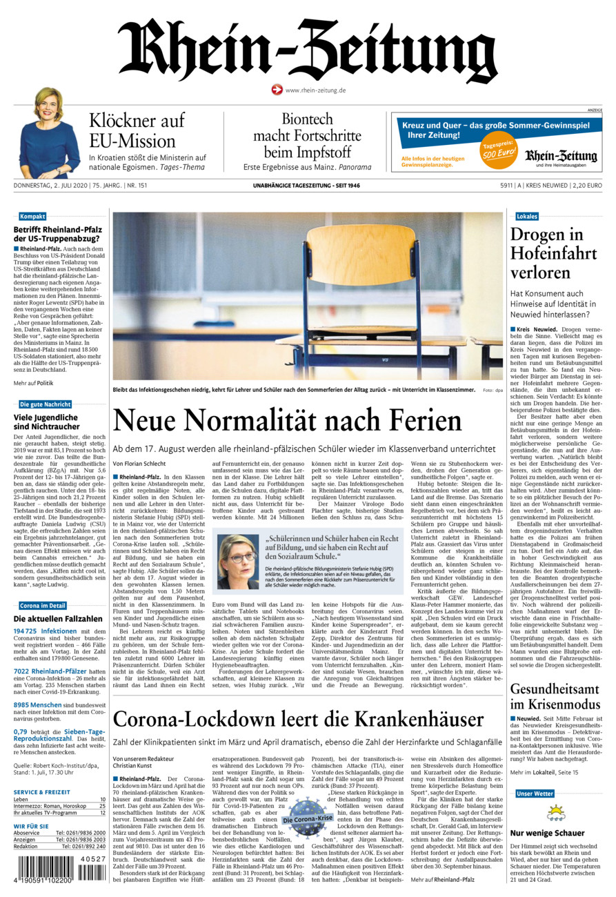 Rhein-Zeitung Kreis Neuwied vom Donnerstag, 02.07.2020