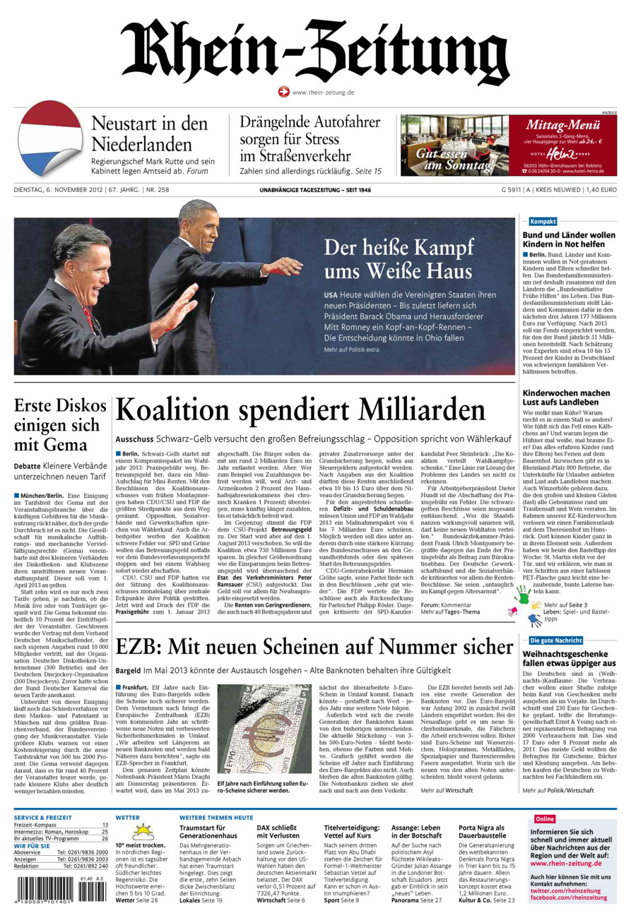 Rhein-Zeitung Kreis Neuwied vom Dienstag, 06.11.2012
