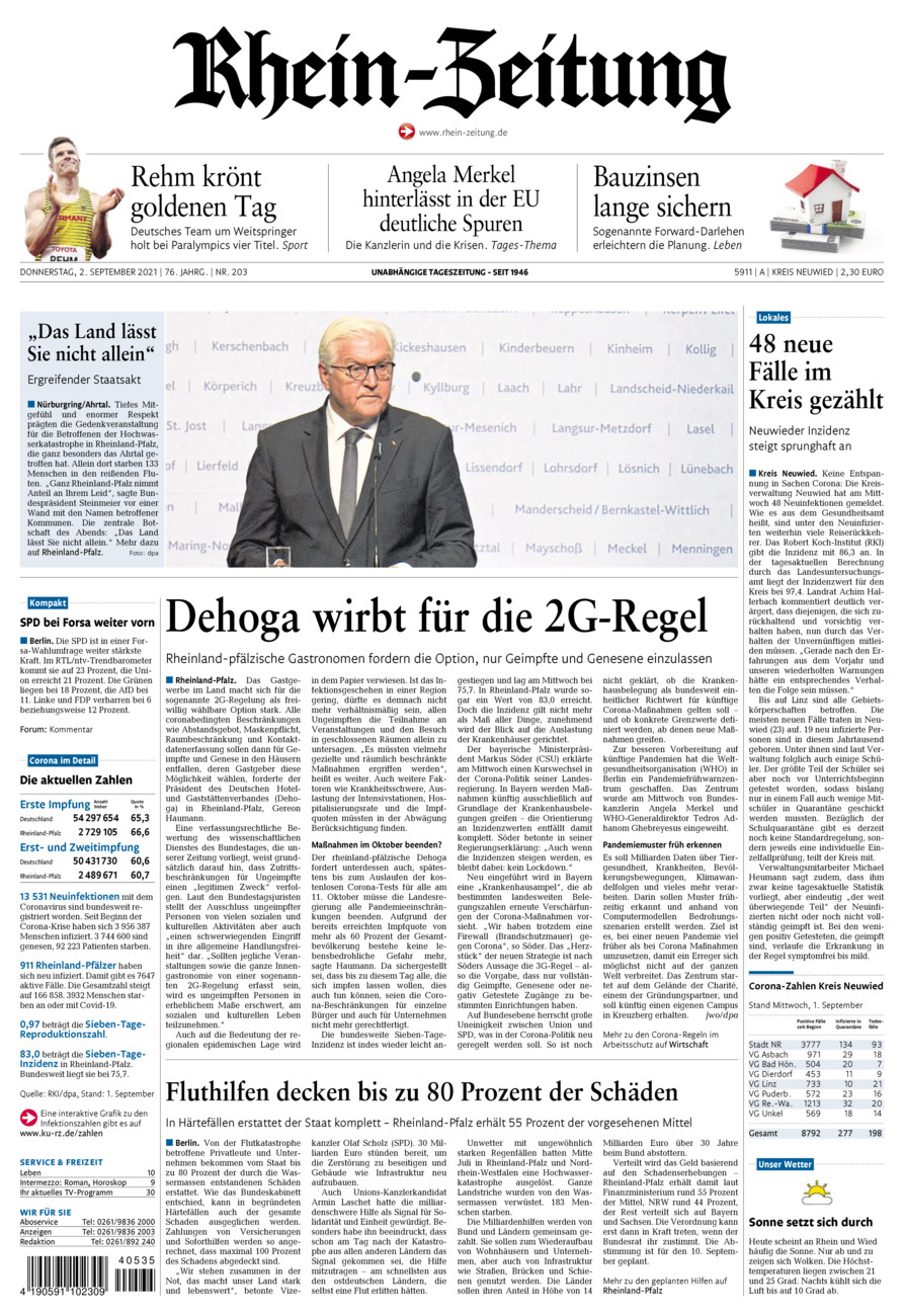 Rhein-Zeitung Kreis Neuwied vom Donnerstag, 02.09.2021