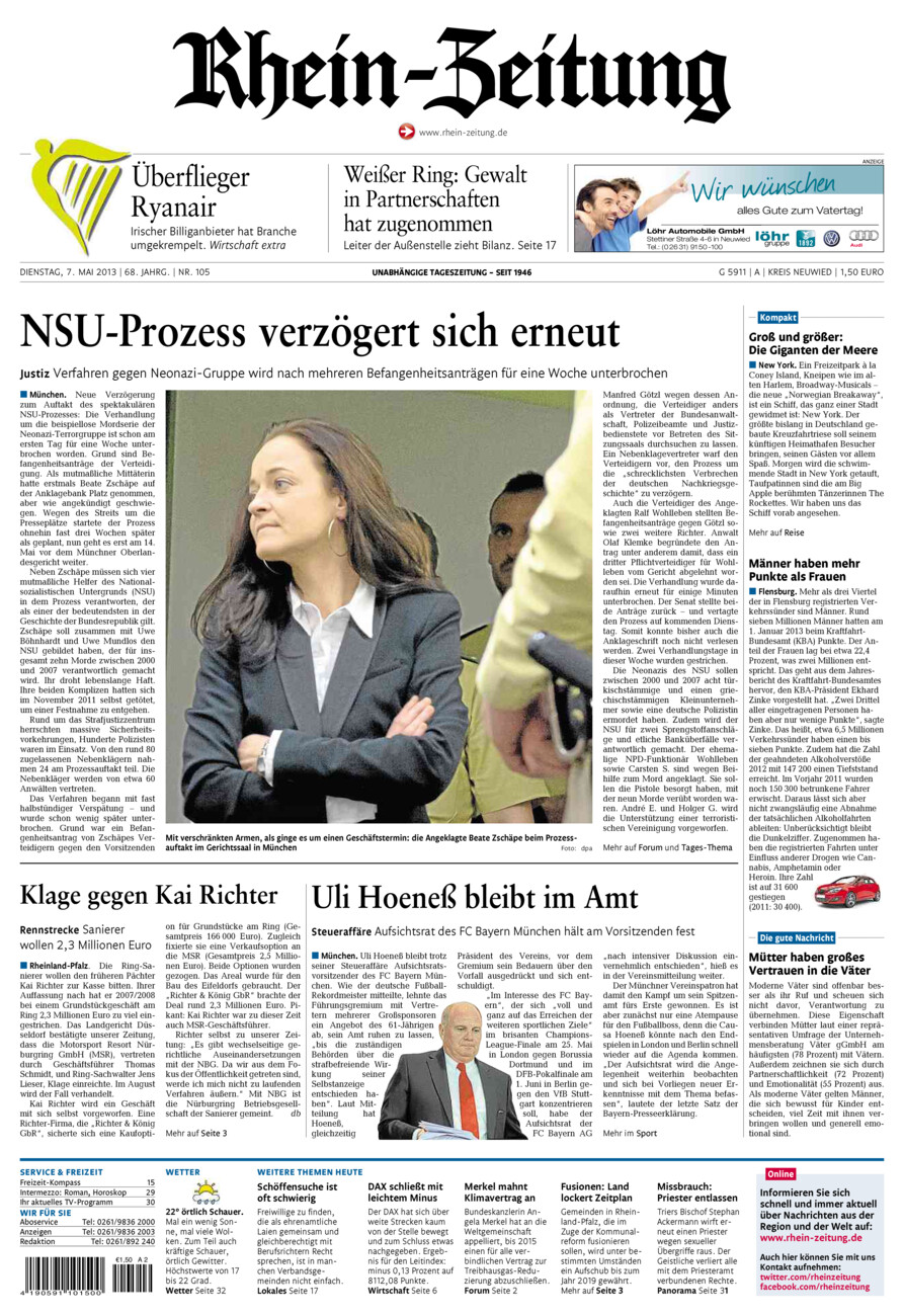Rhein-Zeitung Kreis Neuwied vom Dienstag, 07.05.2013