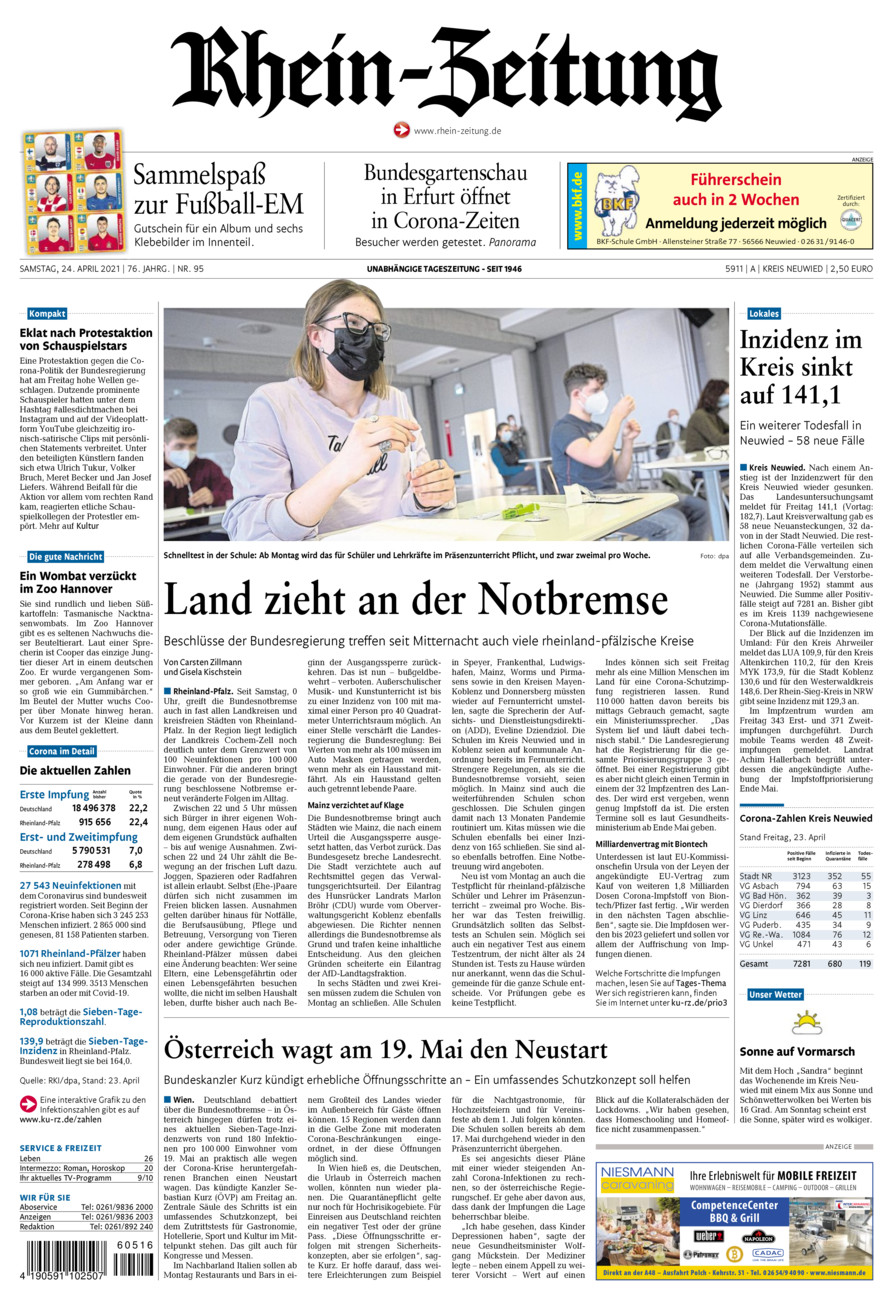 Rhein-Zeitung Kreis Neuwied vom Samstag, 24.04.2021