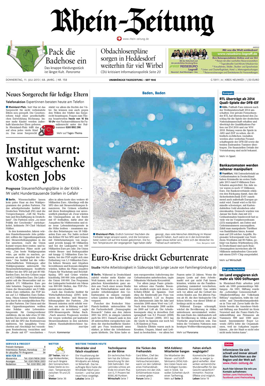 Rhein-Zeitung Kreis Neuwied vom Donnerstag, 11.07.2013