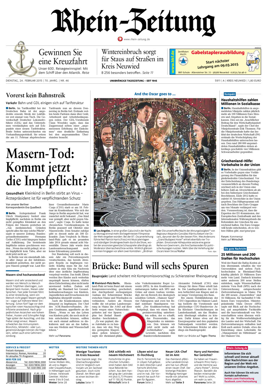 Rhein-Zeitung Kreis Neuwied vom Dienstag, 24.02.2015