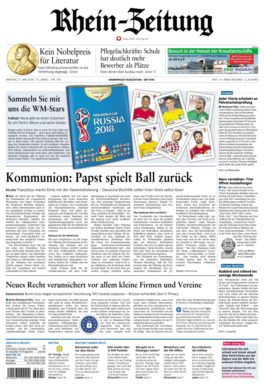 Rhein-Zeitung Kreis Neuwied vom Samstag, 05.05.2018