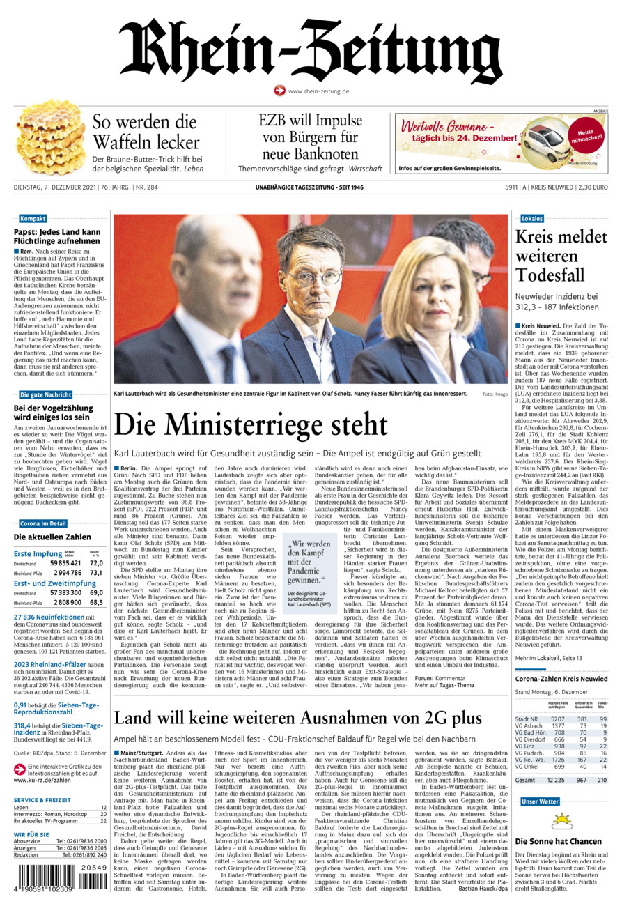 Rhein-Zeitung Kreis Neuwied vom Dienstag, 07.12.2021