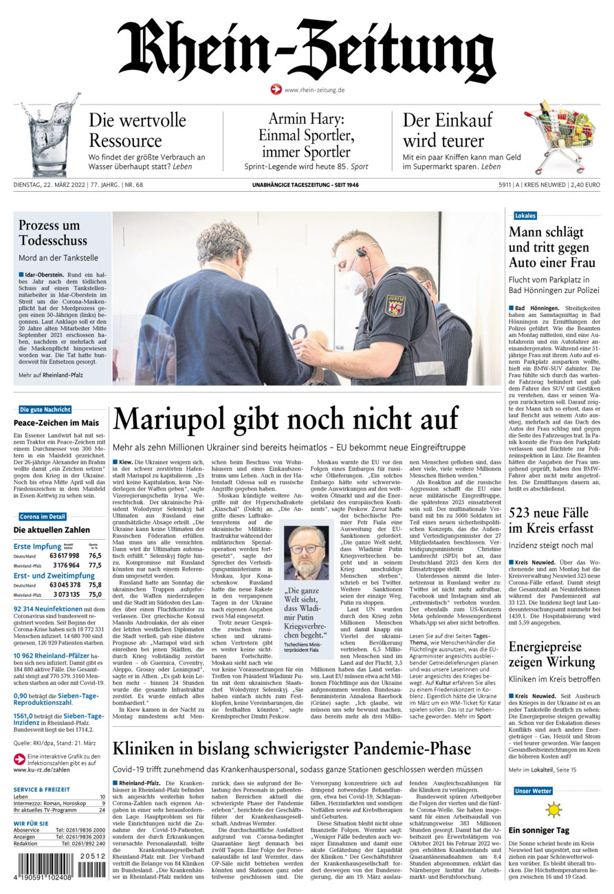 Rhein-Zeitung Kreis Neuwied vom Dienstag, 22.03.2022
