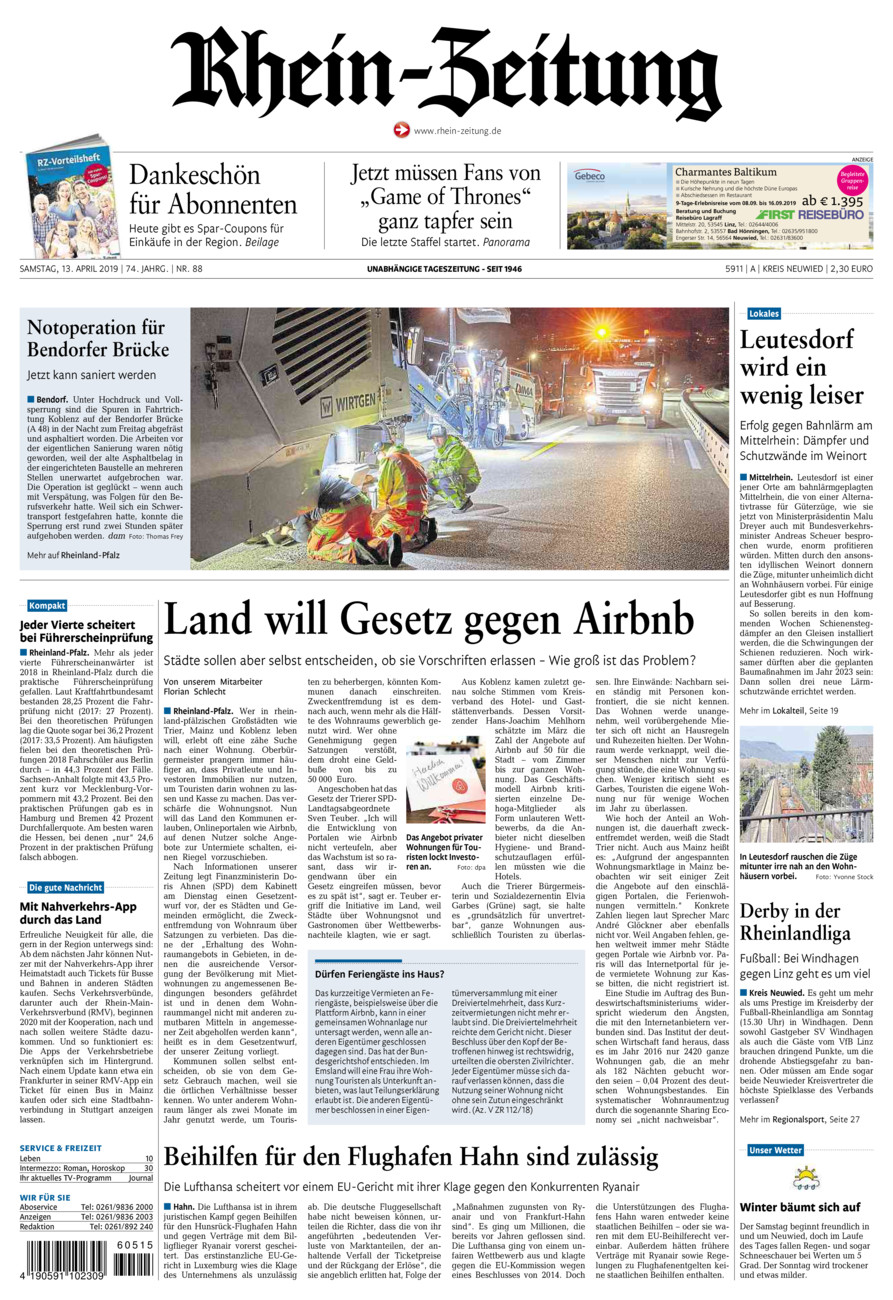 Rhein-Zeitung Kreis Neuwied vom Samstag, 13.04.2019