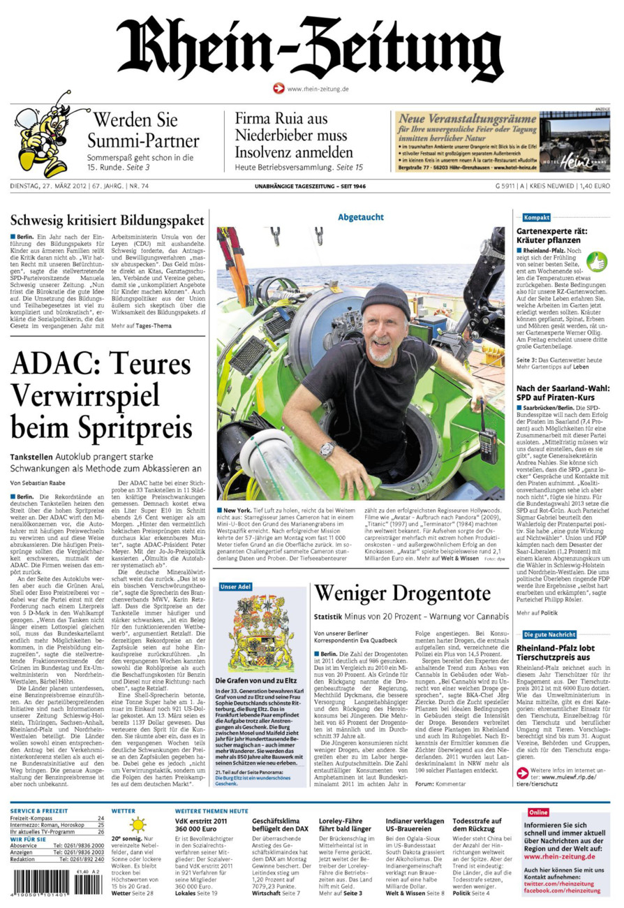 Rhein-Zeitung Kreis Neuwied vom Dienstag, 27.03.2012