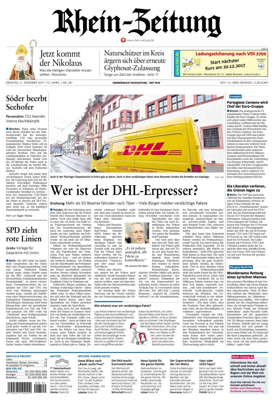 Rhein-Zeitung Kreis Neuwied vom Dienstag, 05.12.2017
