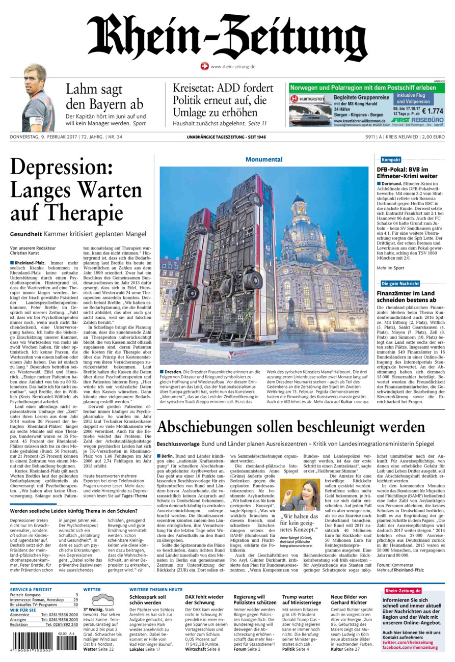 Rhein-Zeitung Kreis Neuwied vom Donnerstag, 09.02.2017