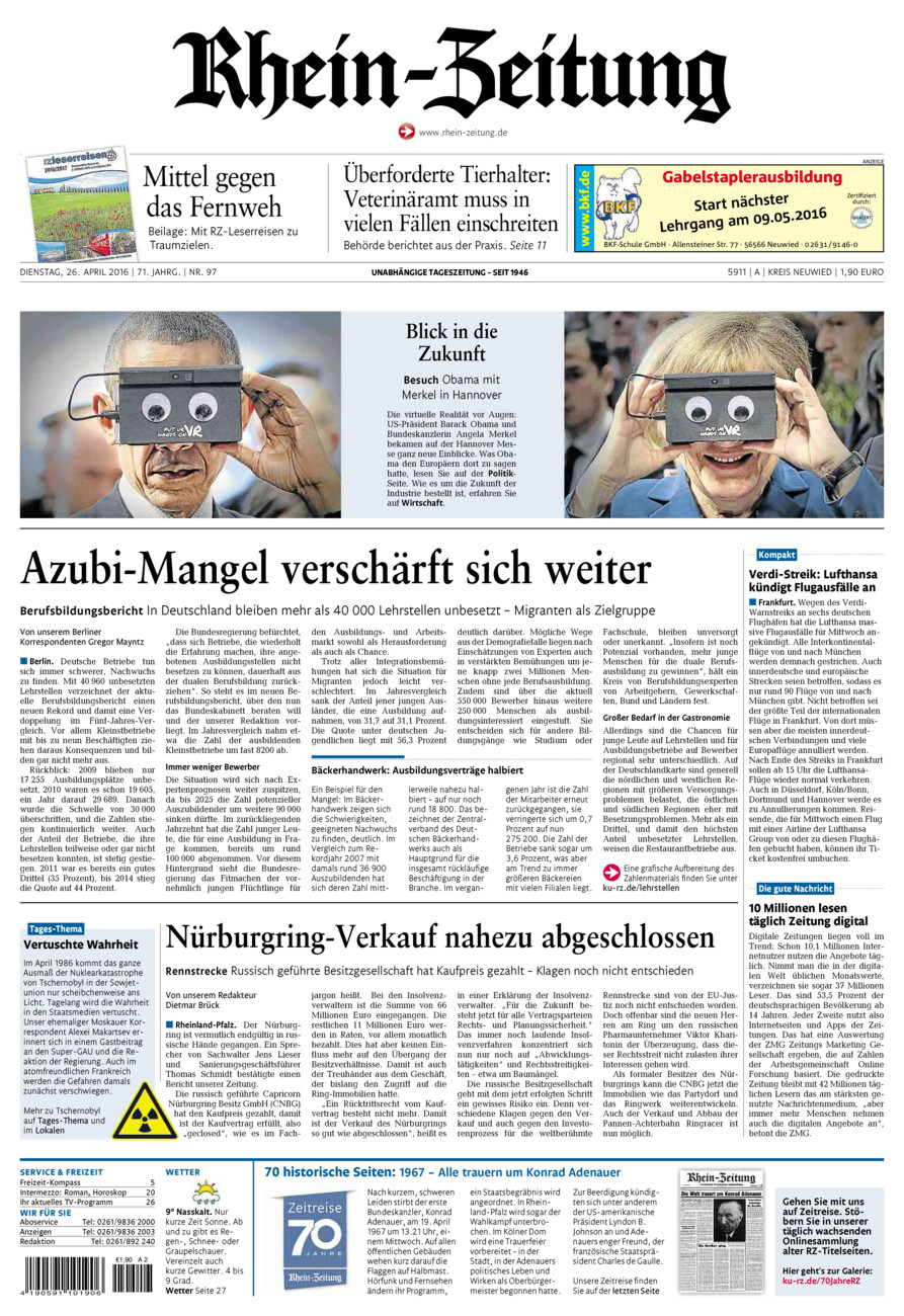 Rhein-Zeitung Kreis Neuwied vom Dienstag, 26.04.2016