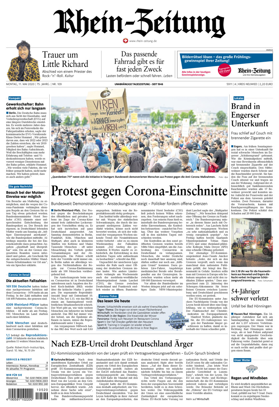 Rhein-Zeitung Kreis Neuwied vom Montag, 11.05.2020