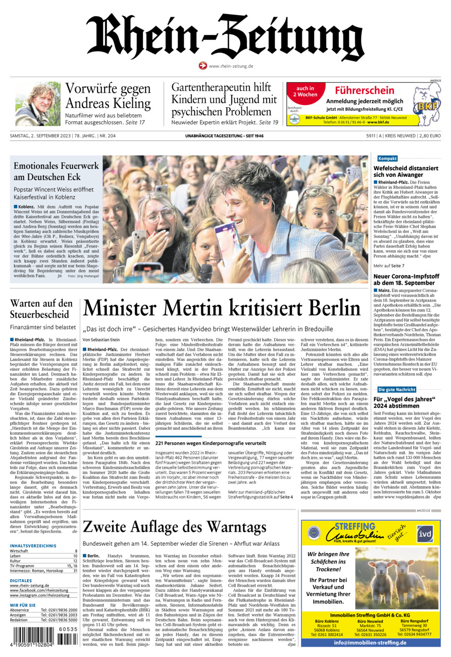 Rhein-Zeitung Kreis Neuwied vom Samstag, 02.09.2023