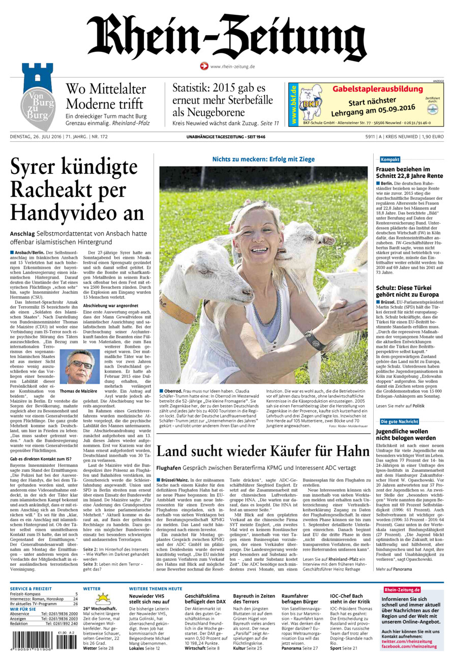 Rhein-Zeitung Kreis Neuwied vom Dienstag, 26.07.2016