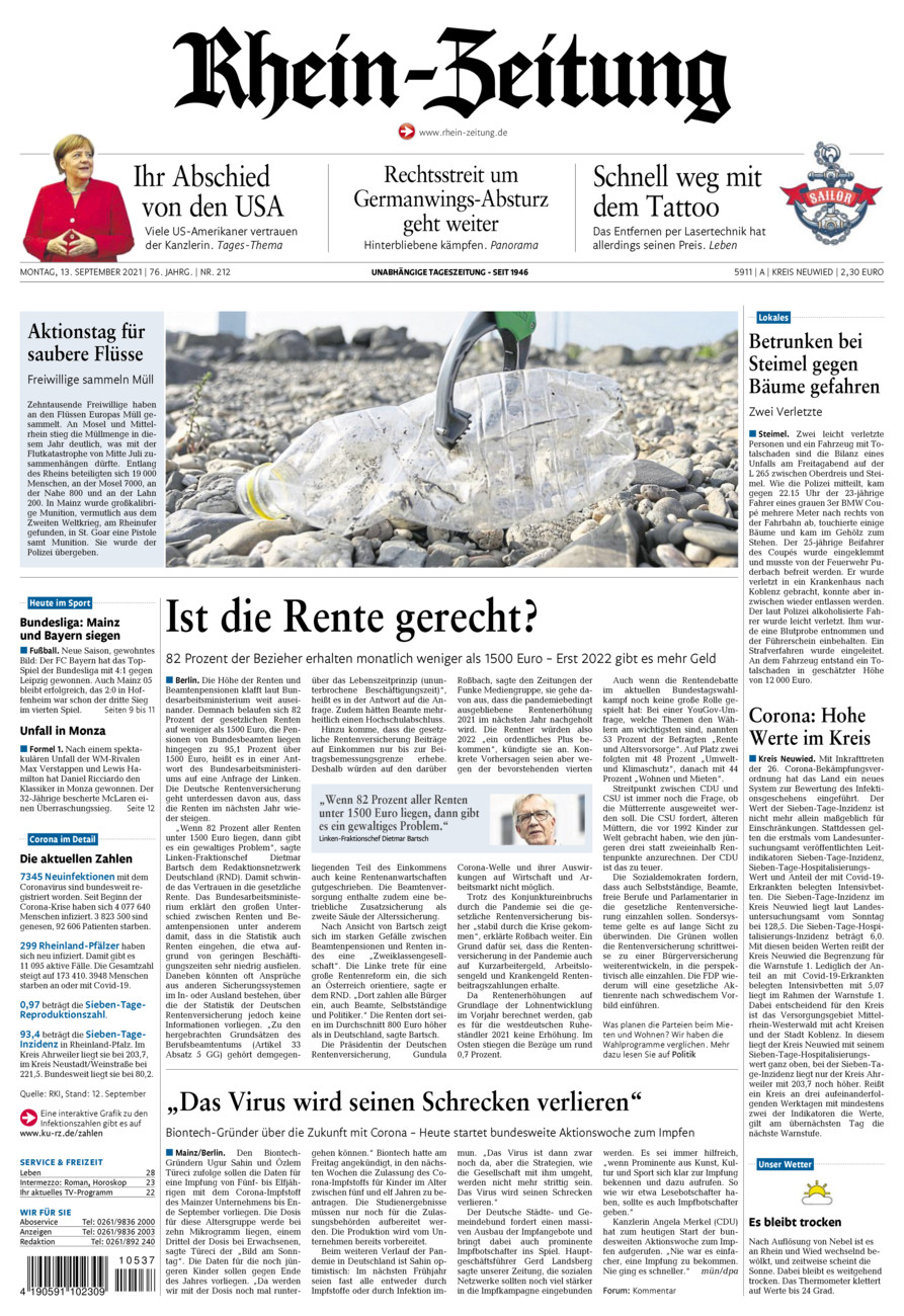 Rhein-Zeitung Kreis Neuwied vom Montag, 13.09.2021