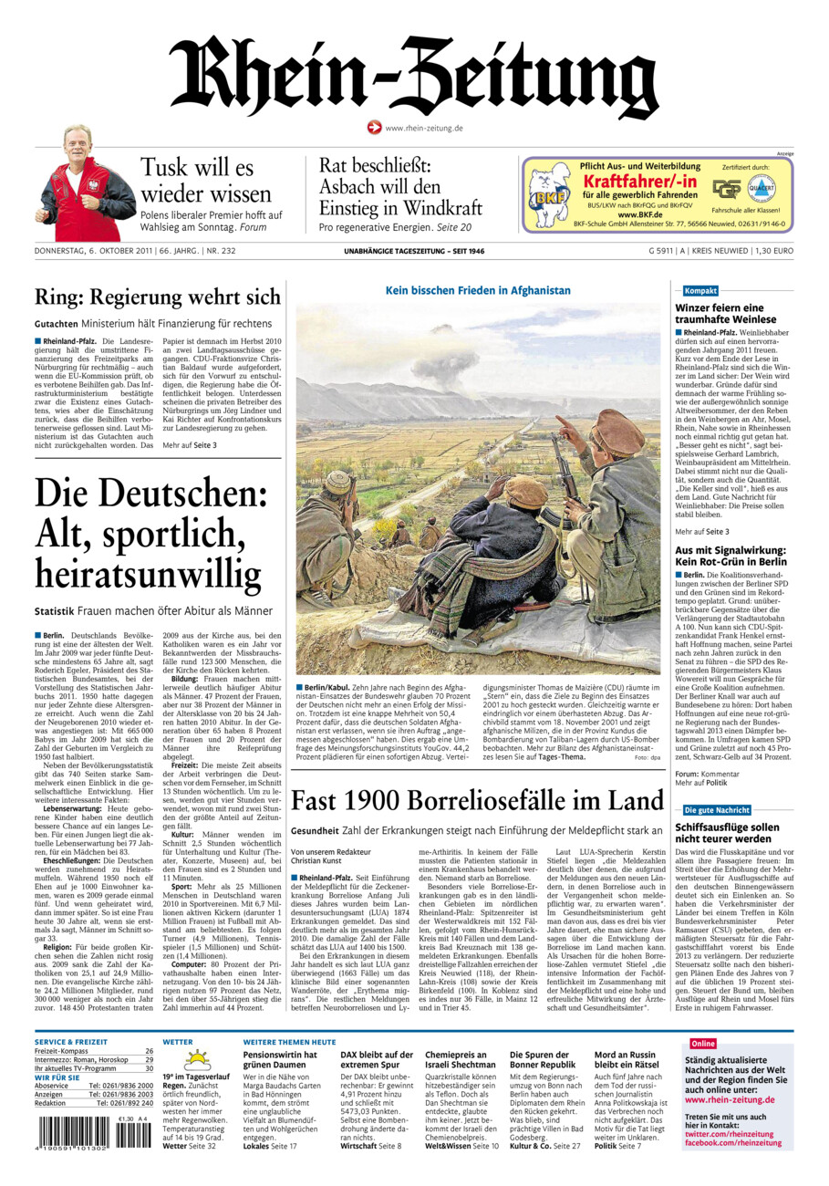 Rhein-Zeitung Kreis Neuwied vom Donnerstag, 06.10.2011