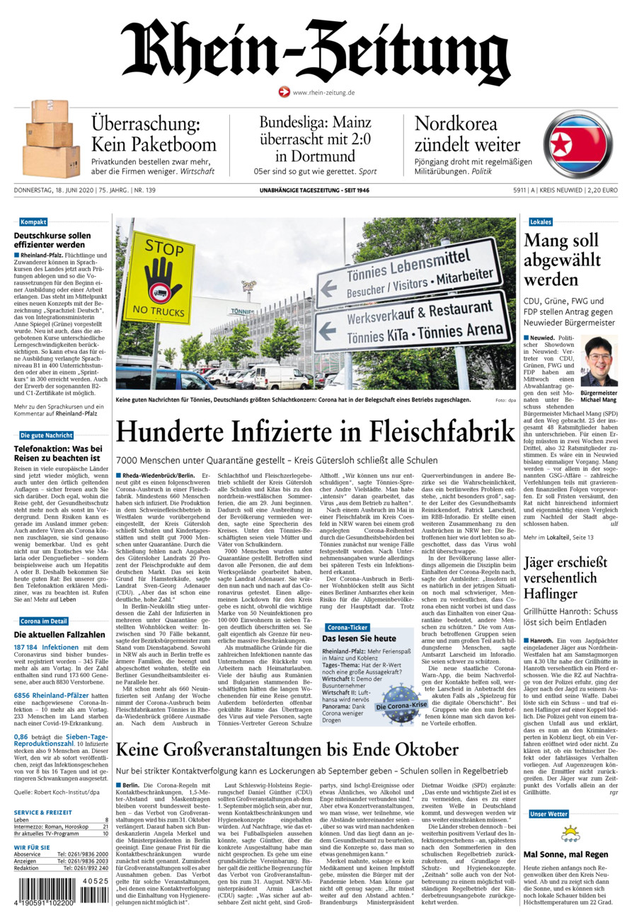 Rhein-Zeitung Kreis Neuwied vom Donnerstag, 18.06.2020