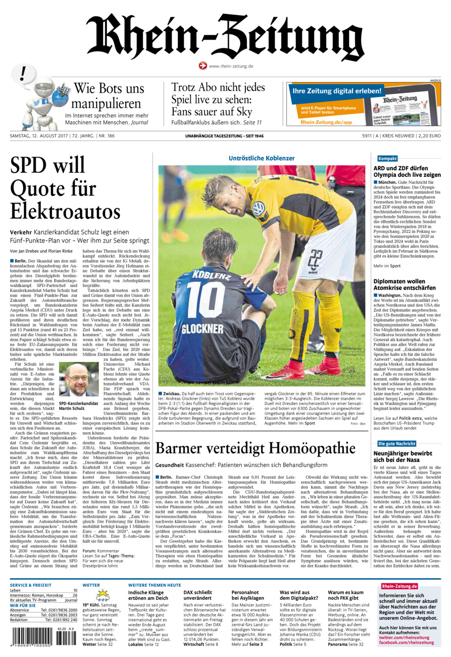 Rhein-Zeitung Kreis Neuwied vom Samstag, 12.08.2017