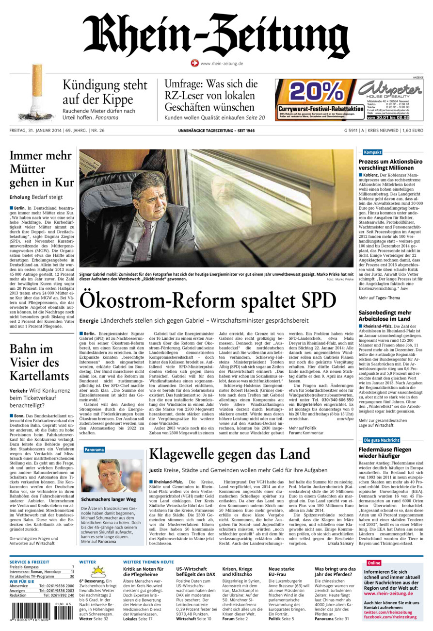 Rhein-Zeitung Kreis Neuwied vom Freitag, 31.01.2014