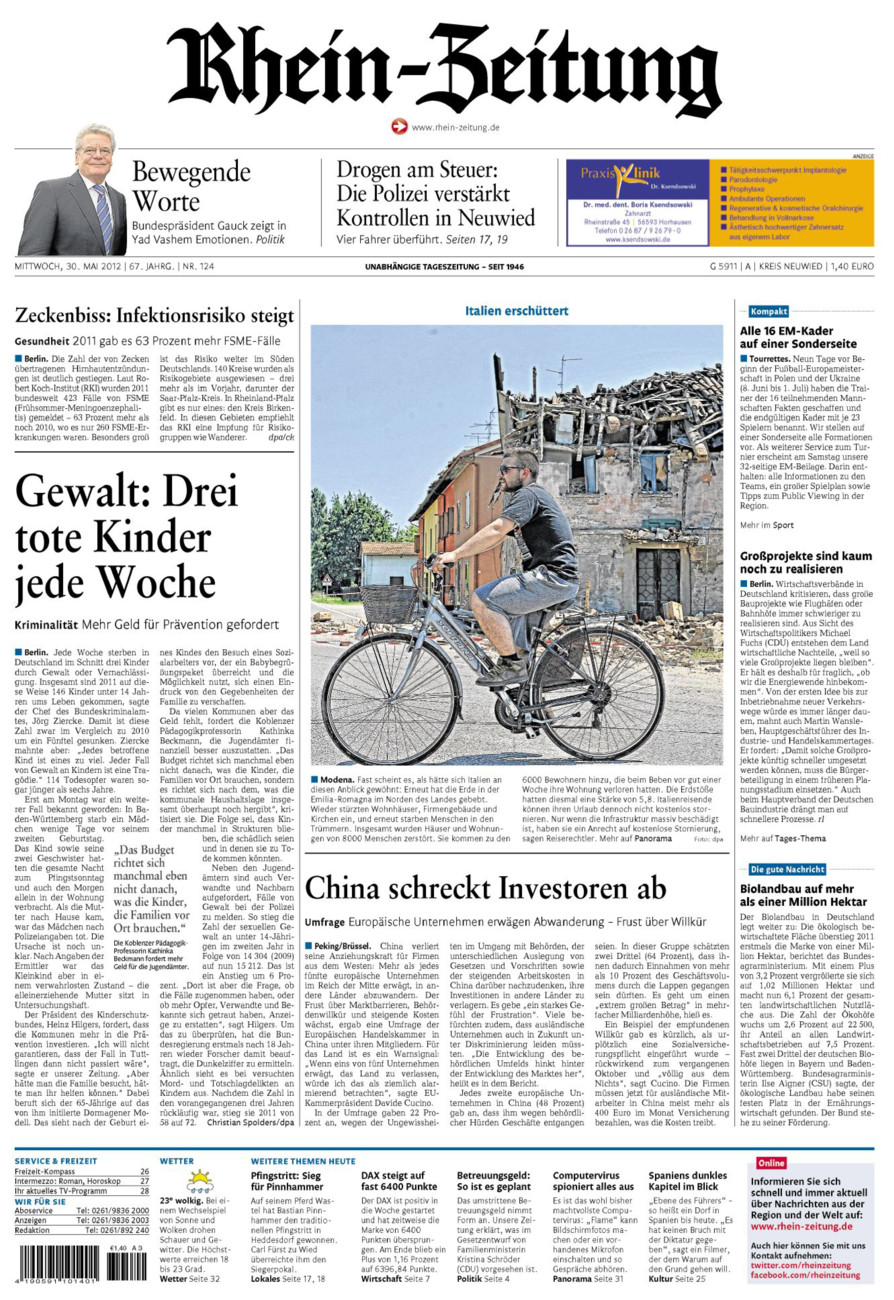 Rhein-Zeitung Kreis Neuwied vom Mittwoch, 30.05.2012
