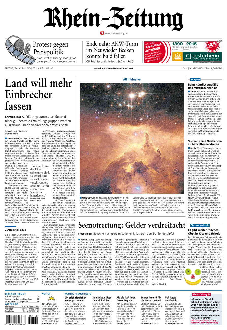 Rhein-Zeitung Kreis Neuwied vom Freitag, 24.04.2015