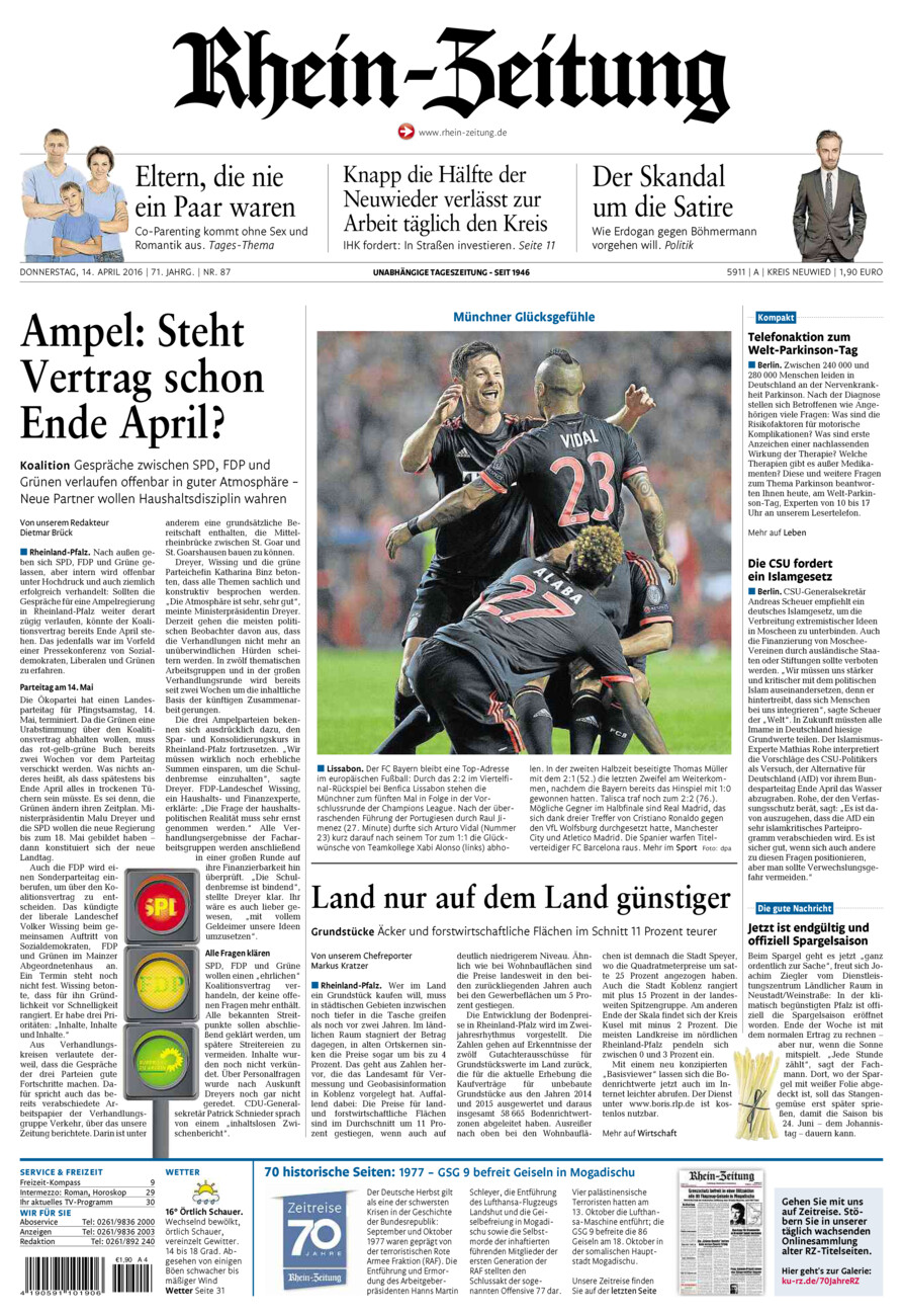 Rhein-Zeitung Kreis Neuwied vom Donnerstag, 14.04.2016