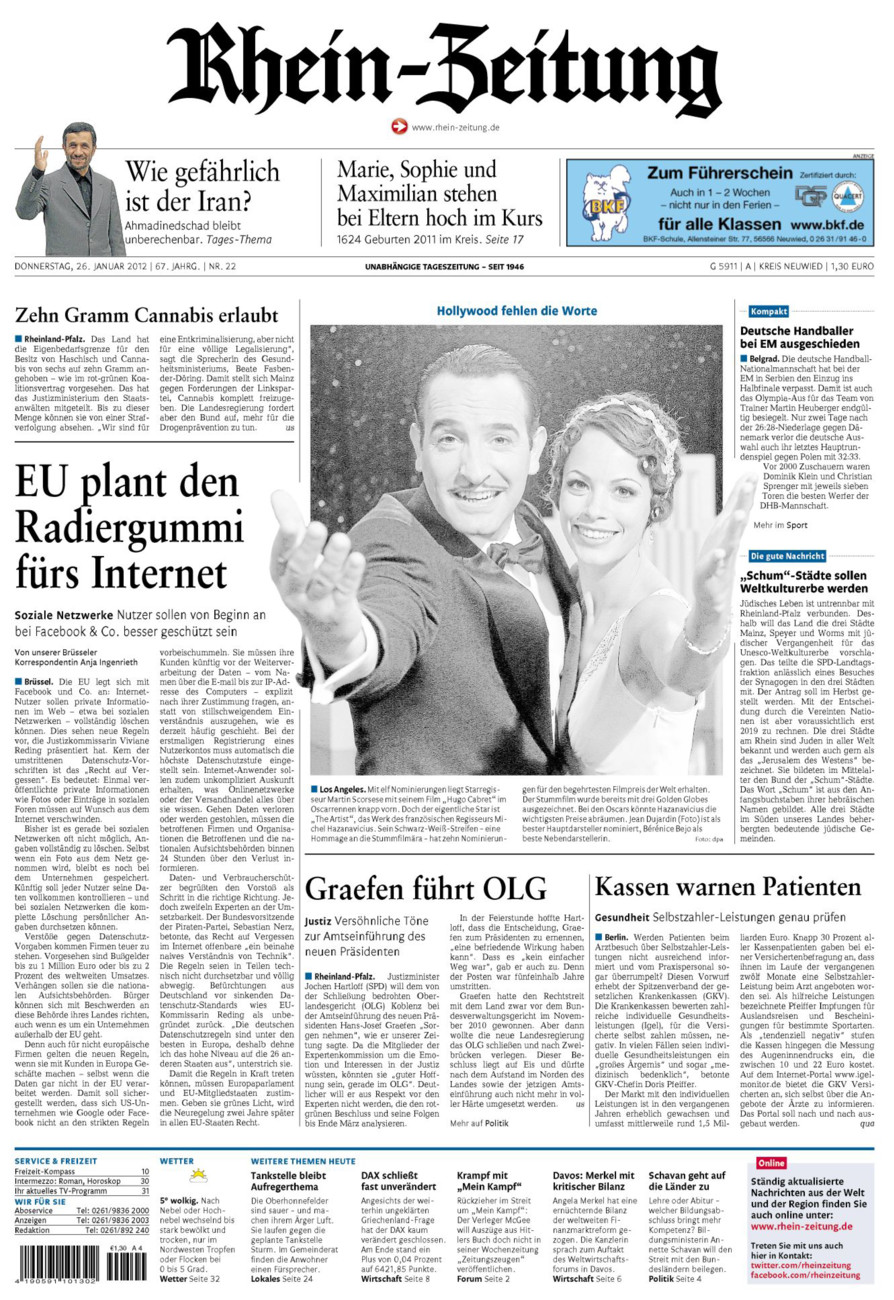 Rhein-Zeitung Kreis Neuwied vom Donnerstag, 26.01.2012