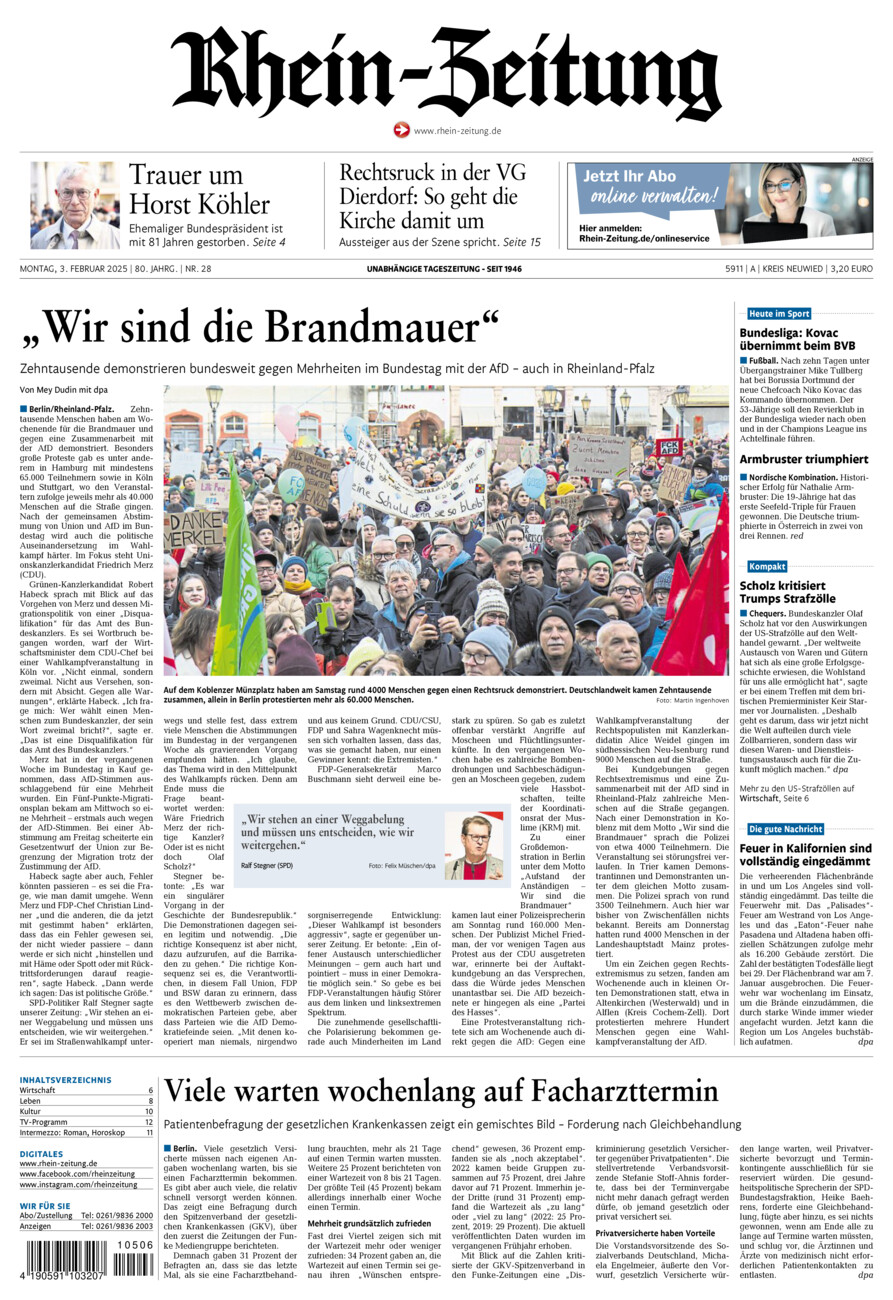 Rhein-Zeitung Kreis Neuwied vom Montag, 03.02.2025