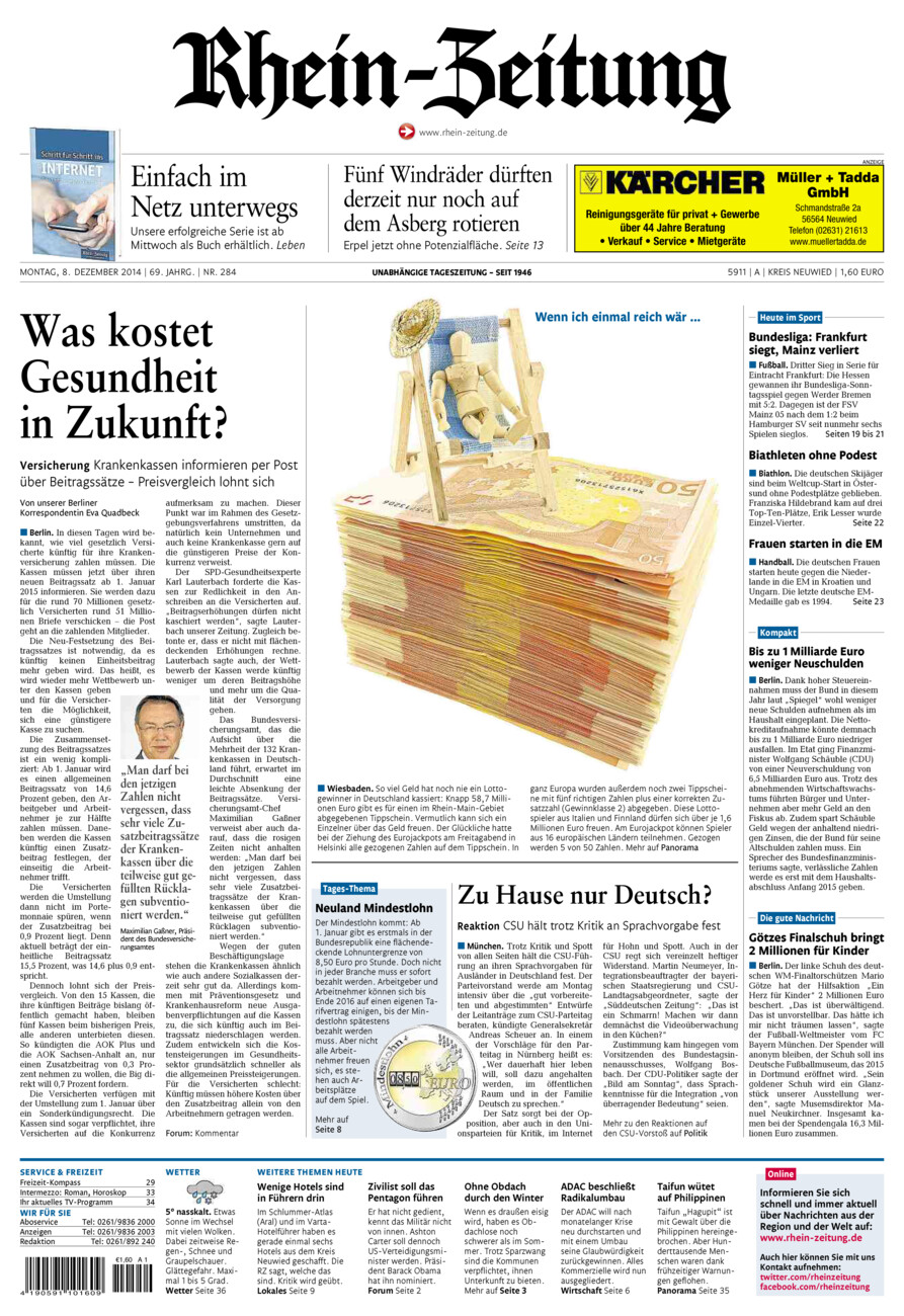 Rhein-Zeitung Kreis Neuwied vom Montag, 08.12.2014