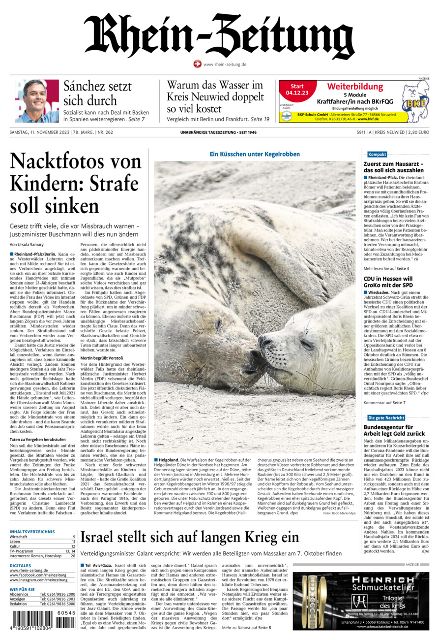 Rhein-Zeitung Kreis Neuwied vom Samstag, 11.11.2023