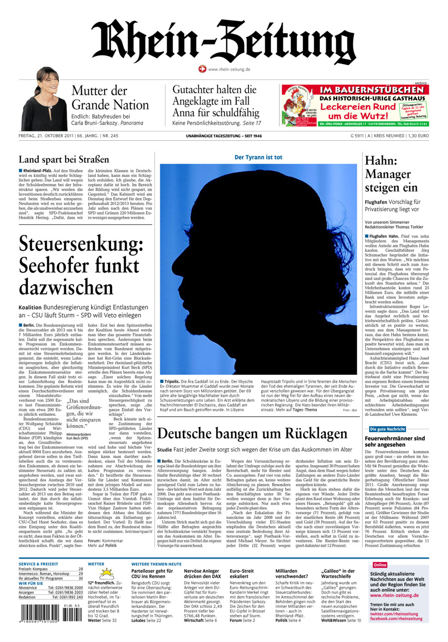 Rhein-Zeitung Kreis Neuwied vom Freitag, 21.10.2011
