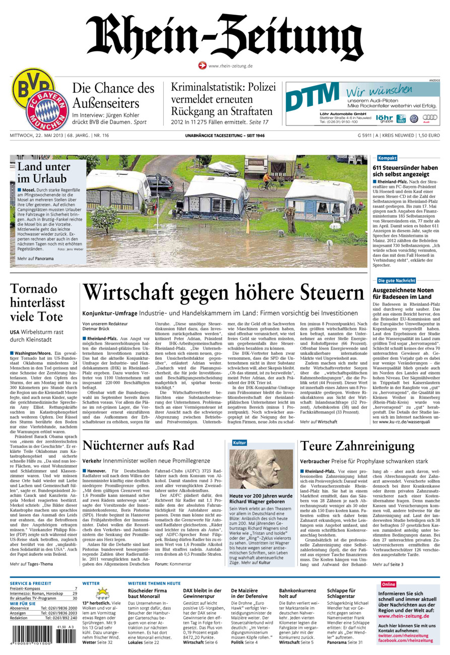 Rhein-Zeitung Kreis Neuwied vom Mittwoch, 22.05.2013