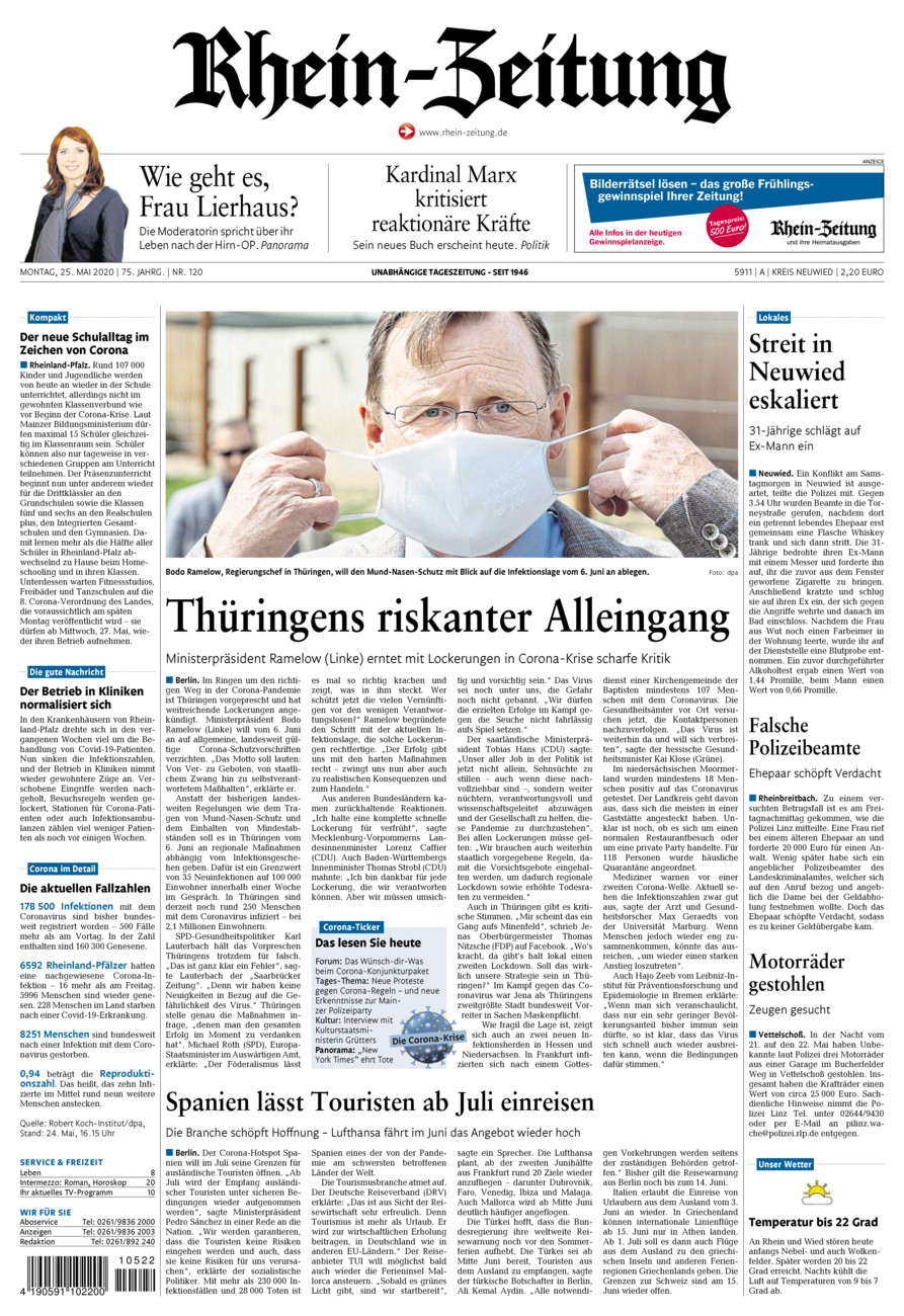 Rhein-Zeitung Kreis Neuwied vom Montag, 25.05.2020
