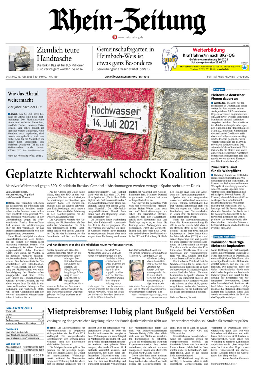 Rhein-Zeitung Kreis Neuwied vom Samstag, 12.07.2025